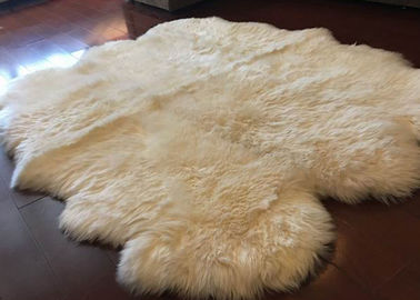 Çin Oturma Odası İçin Uzun Saç Beyaz Avustralya Sheepskin Halı Merinosu Yünleri Tedarikçi