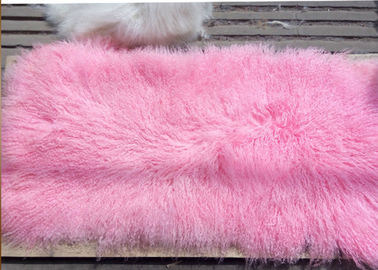 Çin Moğolca Sheepskin Halı% 100 Gerçek Koyunyağı Yün 60 * 120cm Boyalı Pembe Renksiz Numuneler Tedarikçi