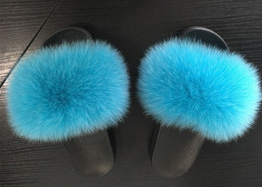 Çin Kapalı Açık Real Fox Fur Slippers Slaytlar 35-44 Boyut Platform OEM Tedarikçi