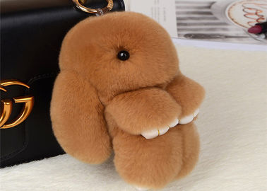 Çin Boyalı Kahverengi Tavşan Kürk Anahtarlık 18cm Boyut PP Katton Dolguları Çanta İçin Kullanıldı Tedarikçi
