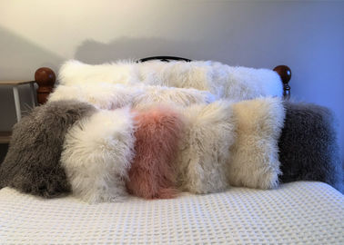 Çin Uzun Saç Sheepskin Gerçek kıvırcık Koyun kürk yastık Moğol lambswool Minder Tedarikçi
