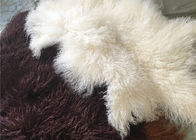 Uzun kıvırcık Sheepskin Malzeme Doğal Beyaz Tibet lambswool Moğolca kürk deri