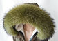 Rakun kürk yaka Kış için 80 cm Yeşil Büyük Uzun Çıkarılabilir Gerçek Kürk Yaka Tedarikçi