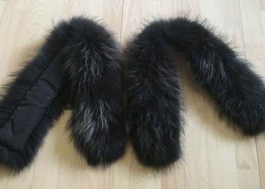 Çin Rakun kürk yaka Renkli Boyalı Gerçek Çin Fox Kürk Kabanlar 90 * 15cm Aşağı Palto için Tedarikçi