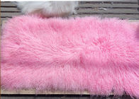 Moğolca Sheepskin Halı% 100 Gerçek Koyunyağı Yün 60 * 120cm Boyalı Pembe Renksiz Numuneler