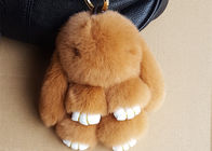 Çin Güzel Kahverengi Tavşan Kürk Anahtarlık, Kadın Çantası Tılları için Bunny Kürk Düğme Anahtarlık şirket